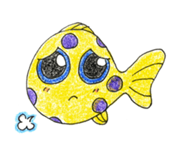 Green spotted pufferfish fuku chan sticker #8154510