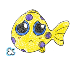 Green spotted pufferfish fuku chan sticker #8154510