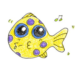 Green spotted pufferfish fuku chan sticker #8154512