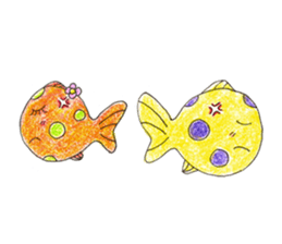 Green spotted pufferfish fuku chan sticker #8154513