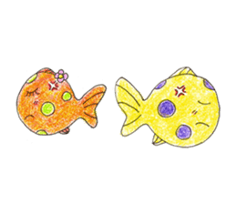 Green spotted pufferfish fuku chan sticker #8154513
