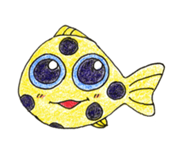 Green spotted pufferfish fuku chan sticker #8154516