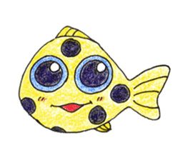 Green spotted pufferfish fuku chan sticker #8154516