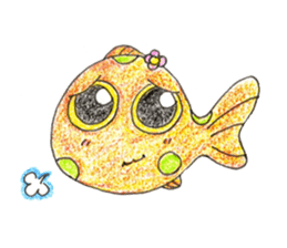 Green spotted pufferfish fuku chan sticker #8154517