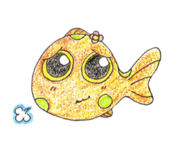 Green spotted pufferfish fuku chan sticker #8154517