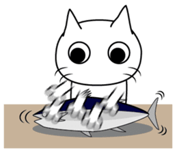 kuriko's white cat sticker #8159186