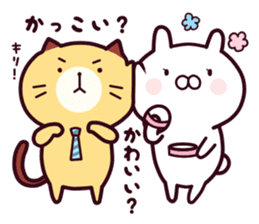 Cat & Rabbit (Happy Lovely Fun Couple) sticker #8160407