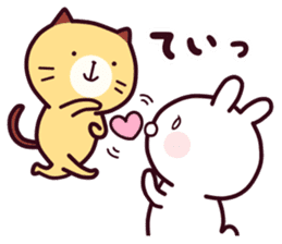 Cat & Rabbit (Happy Lovely Fun Couple) sticker #8160420
