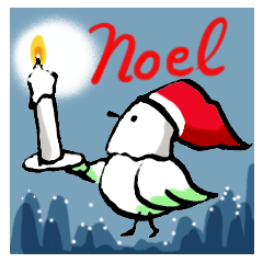 A birdy wearing a Christmas costume