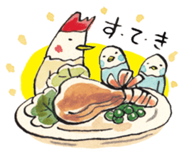 A birdy wearing a Christmas costume sticker #8167354