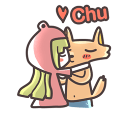 Red Hood Riding with Lobo the Dog  EN sticker #8176779