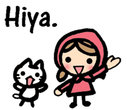 British Englsih with girl and cat sticker #8180324