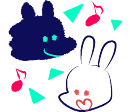 Black dog and White rabbit sticker #8185343