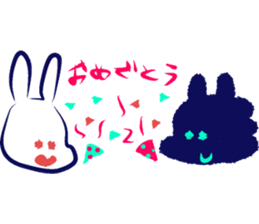 Black dog and White rabbit sticker #8185344