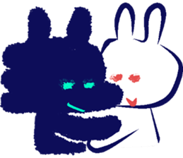 Black dog and White rabbit sticker #8185345