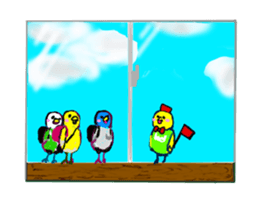 A 4 parakeets sticker #8186995