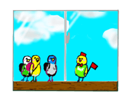 A 4 parakeets sticker #8186995