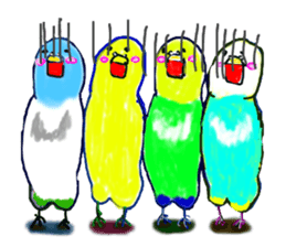 A 4 parakeets sticker #8187019