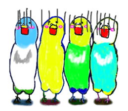 A 4 parakeets sticker #8187019