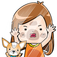 Sulky girl with dog (English)