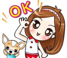 Sulky girl with dog (English) sticker #8187788