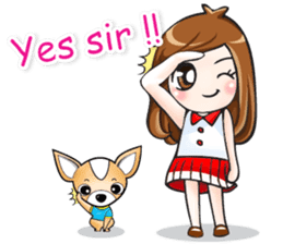 Sulky girl with dog (English) sticker #8187789