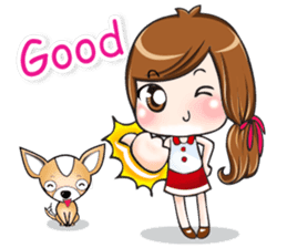 Sulky girl with dog (English) sticker #8187790