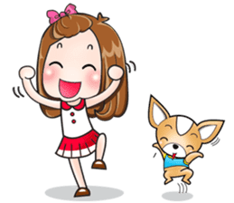 Sulky girl with dog (English) sticker #8187791