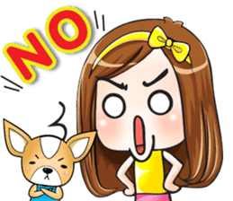 Sulky girl with dog (English) sticker #8187792