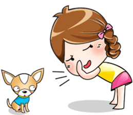 Sulky girl with dog (English) sticker #8187793