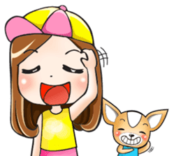 Sulky girl with dog (English) sticker #8187794