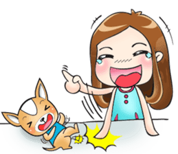Sulky girl with dog (English) sticker #8187796