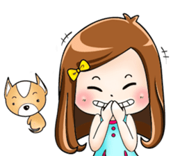Sulky girl with dog (English) sticker #8187797