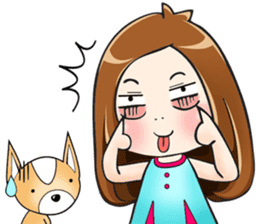 Sulky girl with dog (English) sticker #8187798