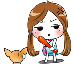 Sulky girl with dog (English) sticker #8187799