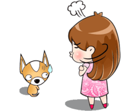 Sulky girl with dog (English) sticker #8187801
