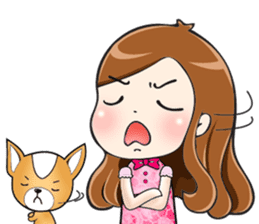 Sulky girl with dog (English) sticker #8187802