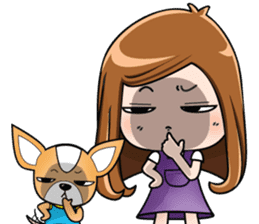 Sulky girl with dog (English) sticker #8187804