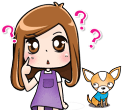 Sulky girl with dog (English) sticker #8187805