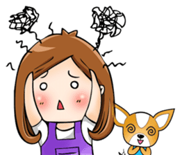 Sulky girl with dog (English) sticker #8187806