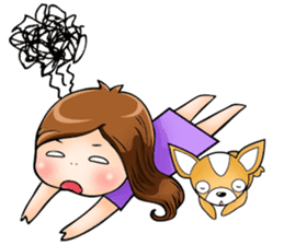 Sulky girl with dog (English) sticker #8187807