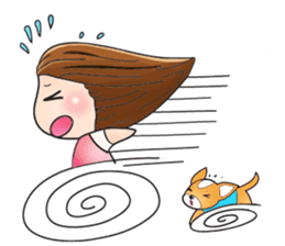 Sulky girl with dog (English) sticker #8187809