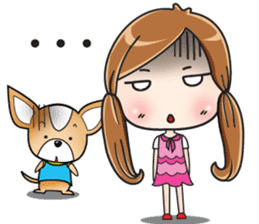 Sulky girl with dog (English) sticker #8187810