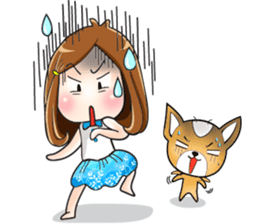 Sulky girl with dog (English) sticker #8187812