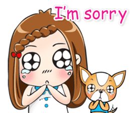 Sulky girl with dog (English) sticker #8187813