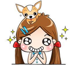 Sulky girl with dog (English) sticker #8187815