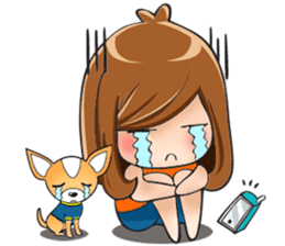 Sulky girl with dog (English) sticker #8187816