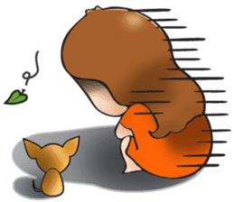 Sulky girl with dog (English) sticker #8187817