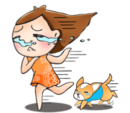 Sulky girl with dog (English) sticker #8187818