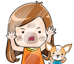 Sulky girl with dog (English) sticker #8187819